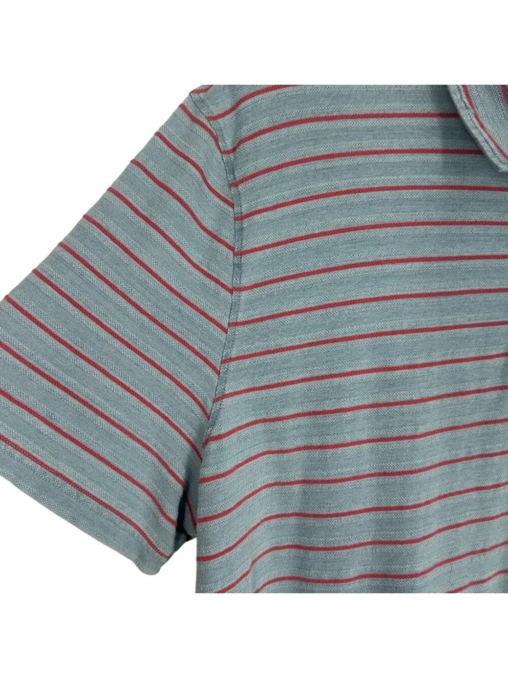 Carbon2Cobalt Men XXL Faded Blue Red Stripe Polo Shirt Pocket Cotton